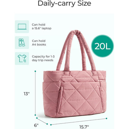 Gesteppte Laptoptasche Damen Shopper Groß Dunkelrosa