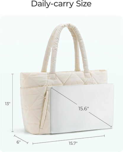 Bagsmart Tragetasche Damen bauschig Reißverschluss gesteppte Schultertasche