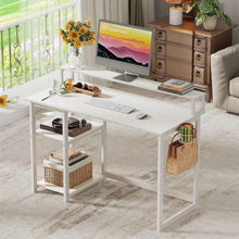 Kleiner Schreibtisch Weiß mit Regal und Monitorständer 120 x