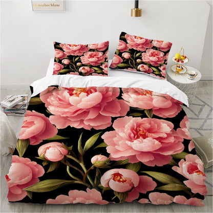 Blumen Bettwäsche Set 135x200 Rosa Floral 3D Mikrofaser