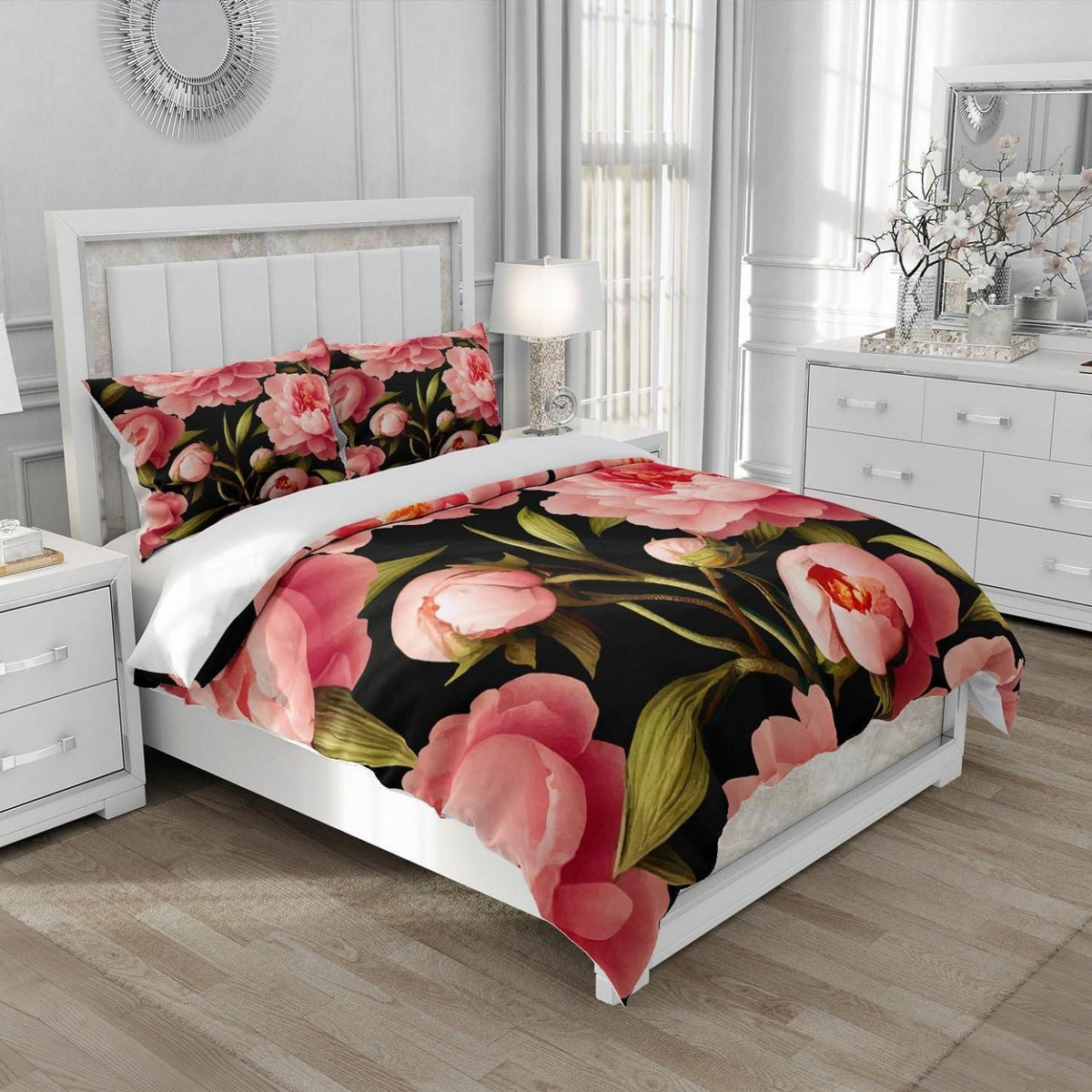Blumen Bettwäsche Set 135x200 Rosa Floral 3D Mikrofaser