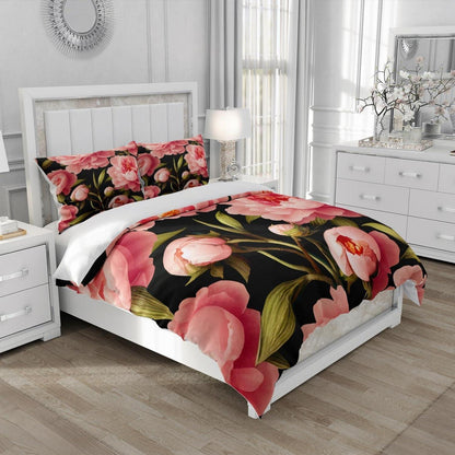 Blumen Bettwäsche Set 135x200 Rosa Floral 3D Mikrofaser