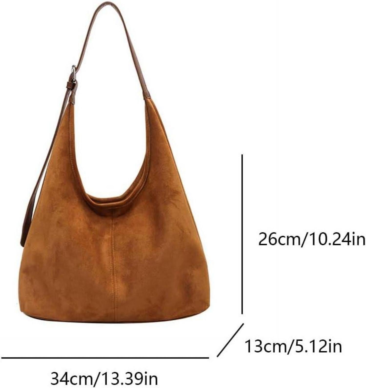 Große Vintage Wildleder Handtasche Damen Umhängetasche Braun neu