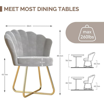 2er Set Samt Polstersessel mit Blütenlehne, goldene Metallbeine, Grau