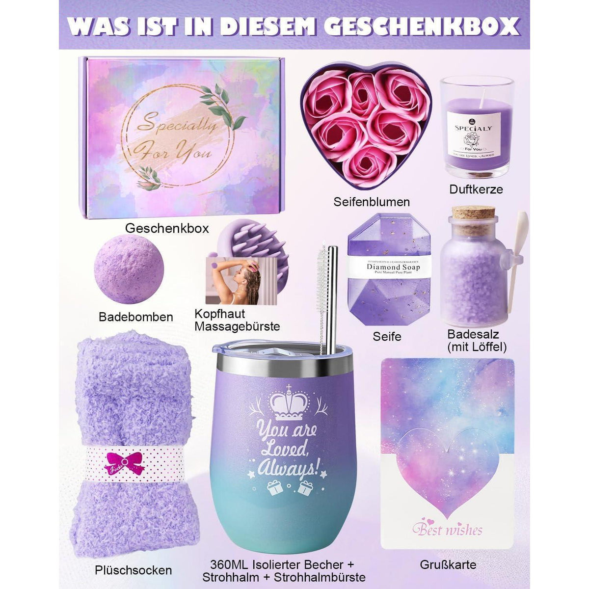 Entspannungs-Geschenkset für Frauen – Bad & Wellness mit Thermobecher