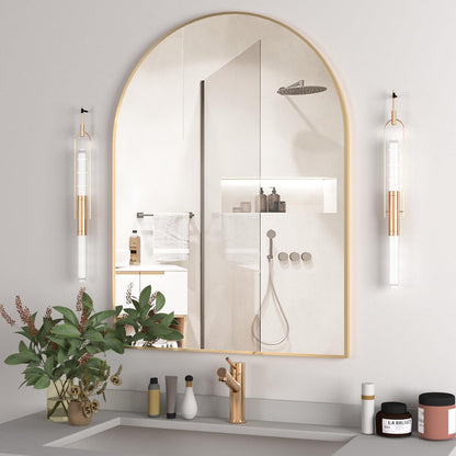 Gewölbter Wandspiegel Gold 75x102cm – Badezimmer & Deko