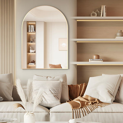 Gewölbter Wandspiegel Gold 75x102cm – Badezimmer & Deko