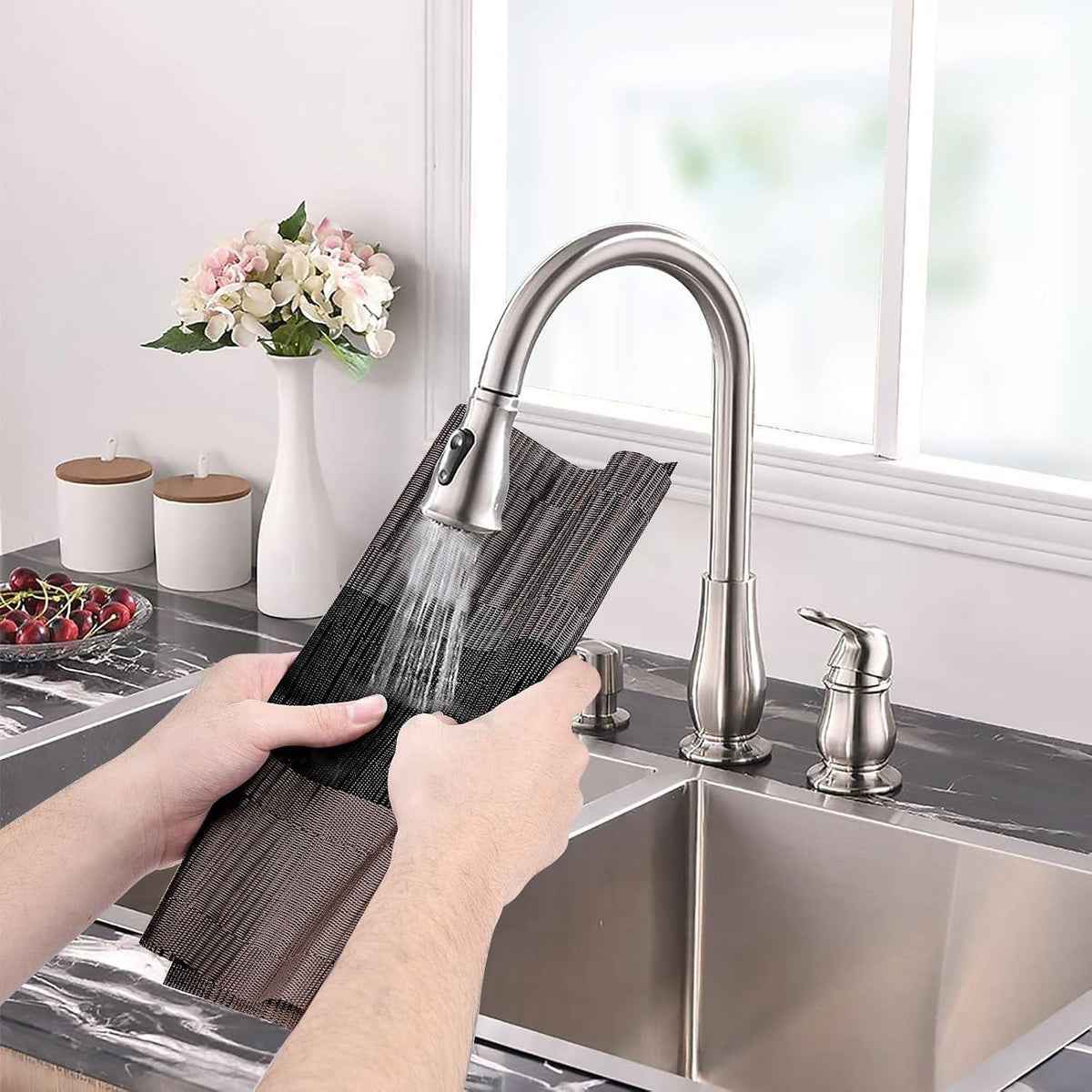 Tischläufer und Platzsets 7er Set Bambus-braun abwaschbar