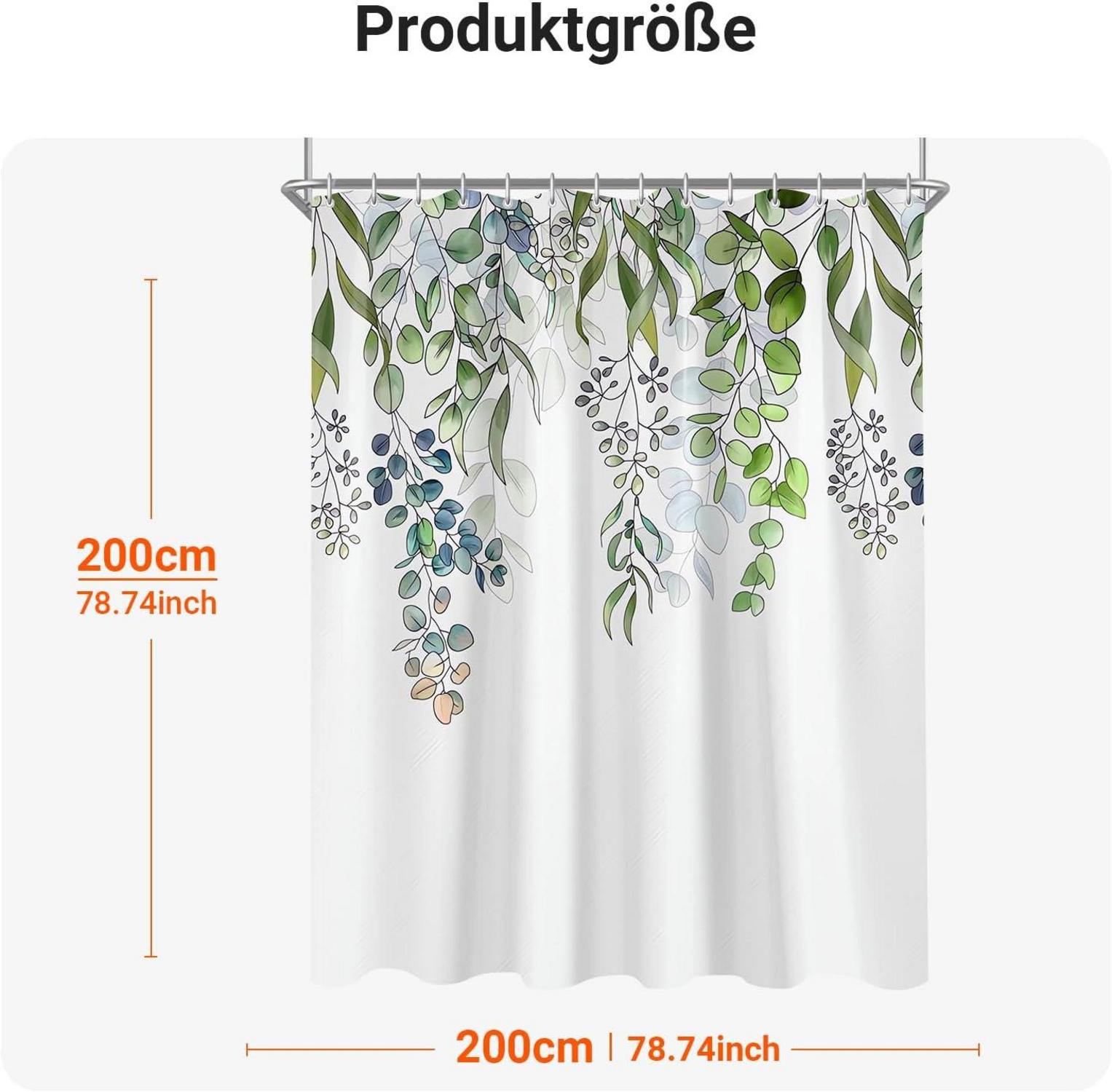 Duschvorhang 200x200cm Grün Blätter Antischimmel Wasserabweisend