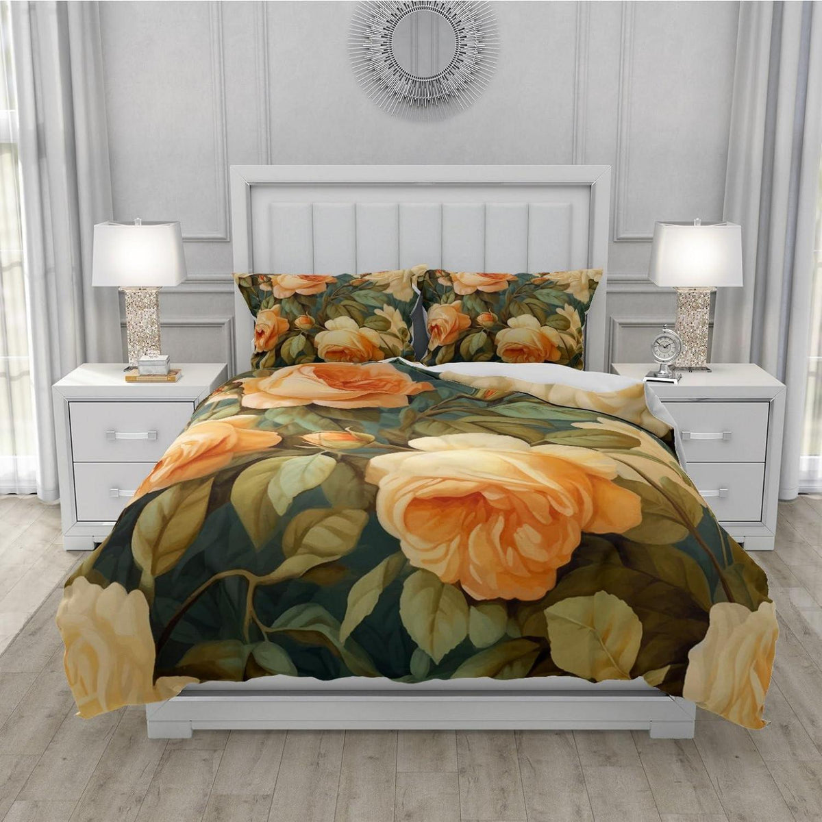 Blumen Bettwäsche Set 135x200 Gelb Floral 4-teilig Mikrofaser