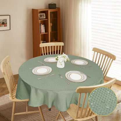 Runde Tischdecke 150 cm – Salbeigrün, Knitterfrei & Waschbar