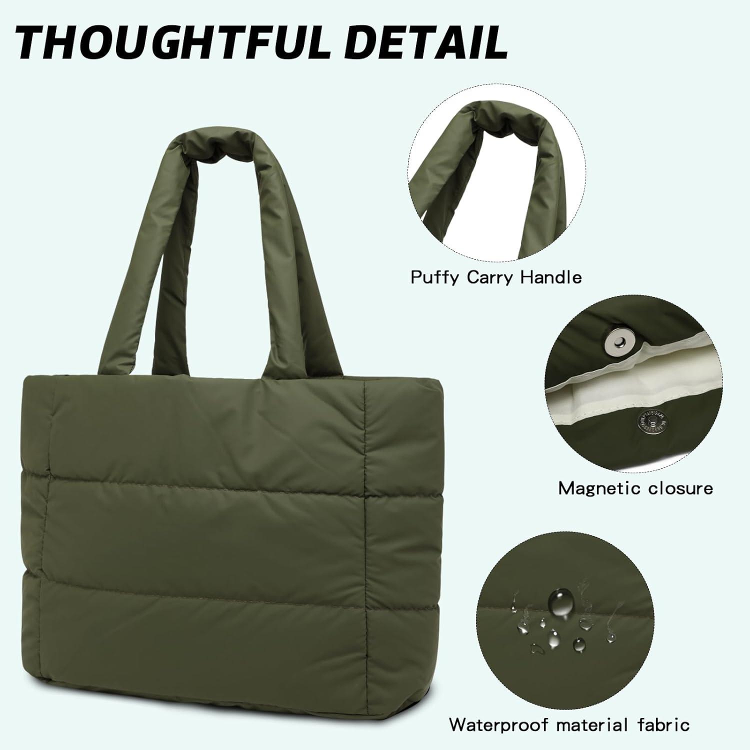 Damen Puffer Bag Elegant Schultertasche Groß Handtasche Stepptasche