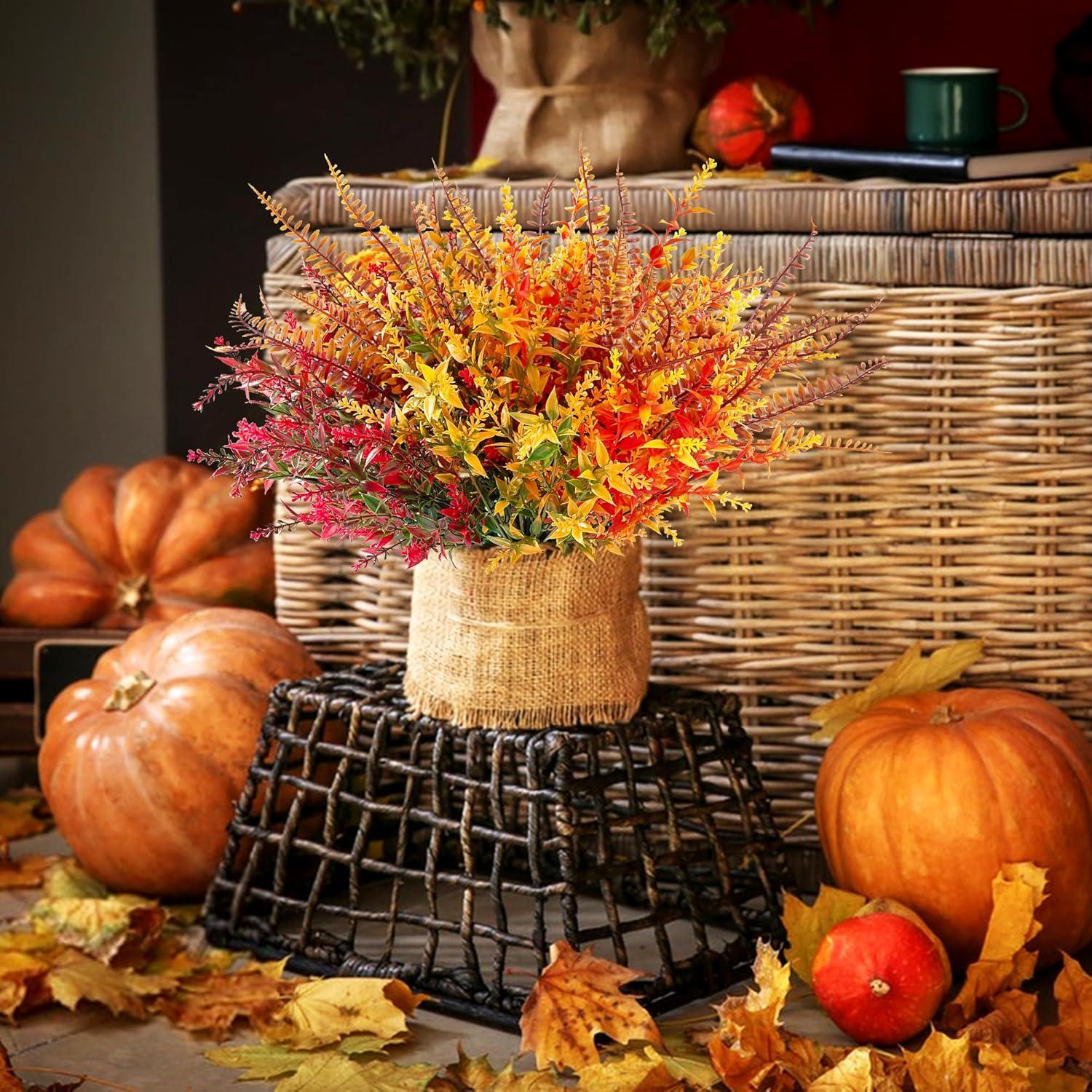 Künstliche Herbstblumensträuße Herbstdeko 8er Set Herbstblätter Herbstzweige