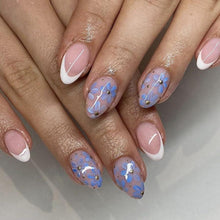 24 Stück Acryl Press on Nägel Blumen mit Glitzer Spitze - False Nails