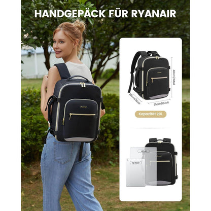 Handgepäck Rucksack 40x20x25 Schwarz für Ryanair Eurowings