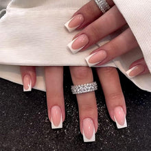 24-teiliges French Nails Kurz Flachkopf-Set mit weißem French Tip