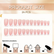 24er French Nails Weiß Kurz Flachkopf Press on Nägel Acryl