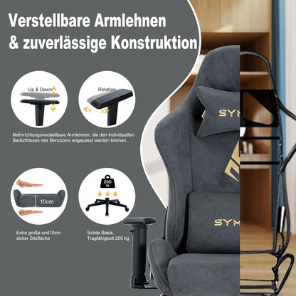 Symino Gaming Stuhl Bürostuhl Hochwertig Stoff Pelz