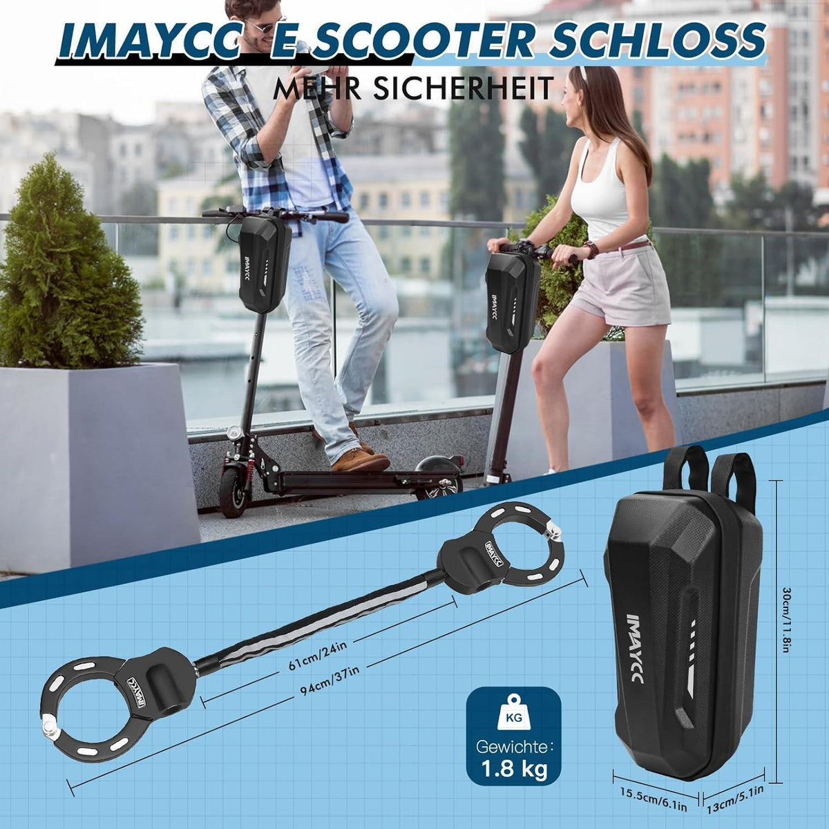 E Scooter Schloss mit Tasche – Hochsicherheitsschloss & Aufbewahrung