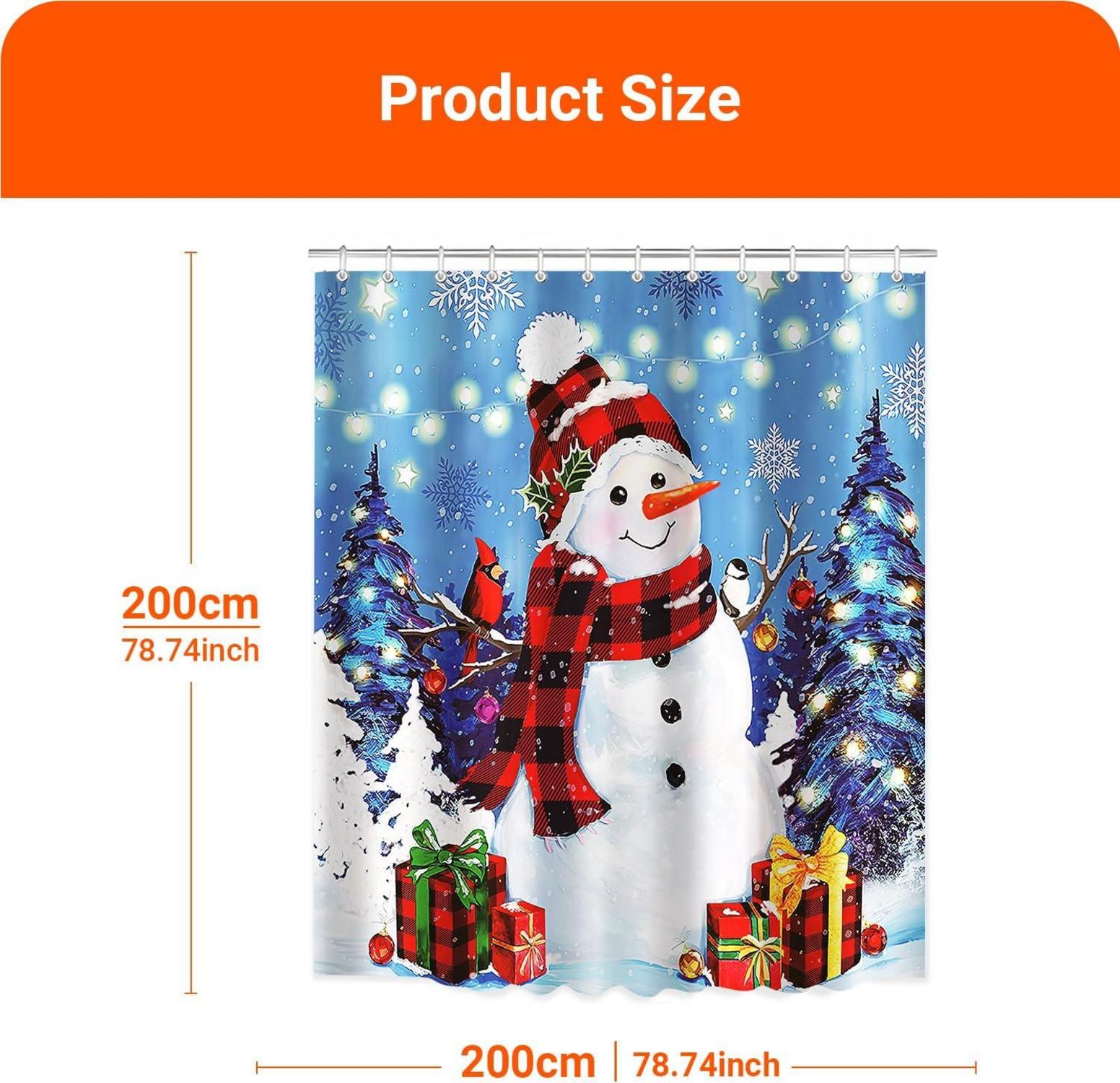 Duschvorhang 200x200cm Weihnachtsschneemann Antischimmel Polyester