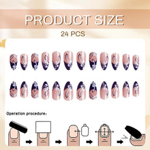 24 Stück French Press on Nails Almond Nägel mit Blumen