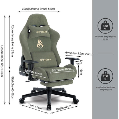 Symino Gaming Stuhl mit Massagefunktion und Fußstütze