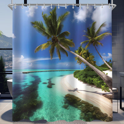 Duschvorhang Strandbaum 180x160cm Polyester 12 Ösen Wasserabweisend