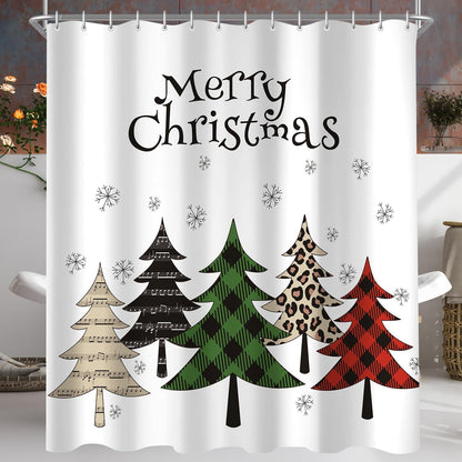 Duschvorhang Bunter Weihnachtsbaum 240x200cm mit Saum, 16 Ringe
