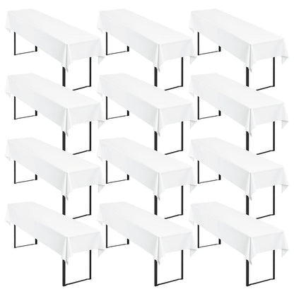 12x Weiße Biertisch Tischdecke 250x100cm – Waschbar & Pflegeleicht