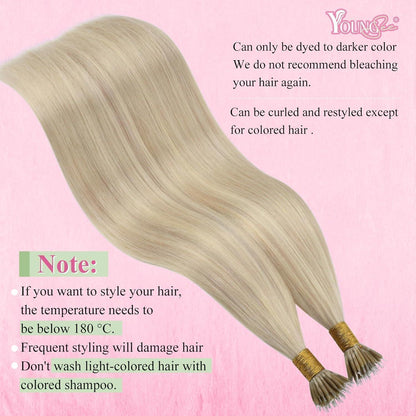 Aschblond Nanoring Extensions Echthaar 45cm – Haarverlängerung