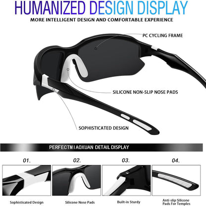 Fahrradbrille Sportbrille Polarisierte Sonnenbrille UV400 für