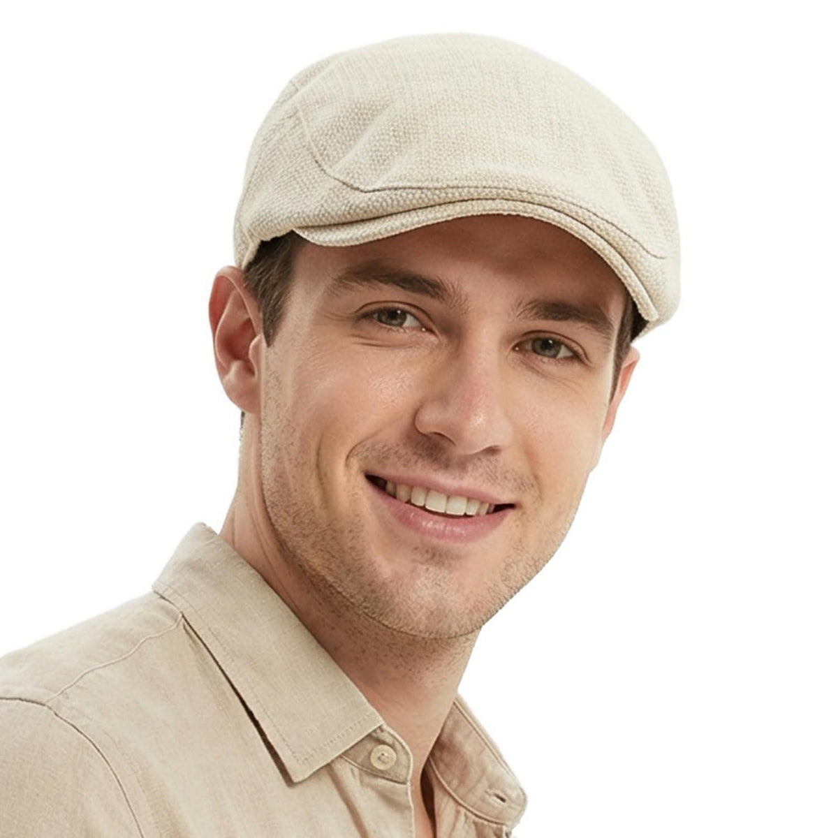 Leinen Schiebermütze Herren mit Futter – Sommer Flatcap Beige