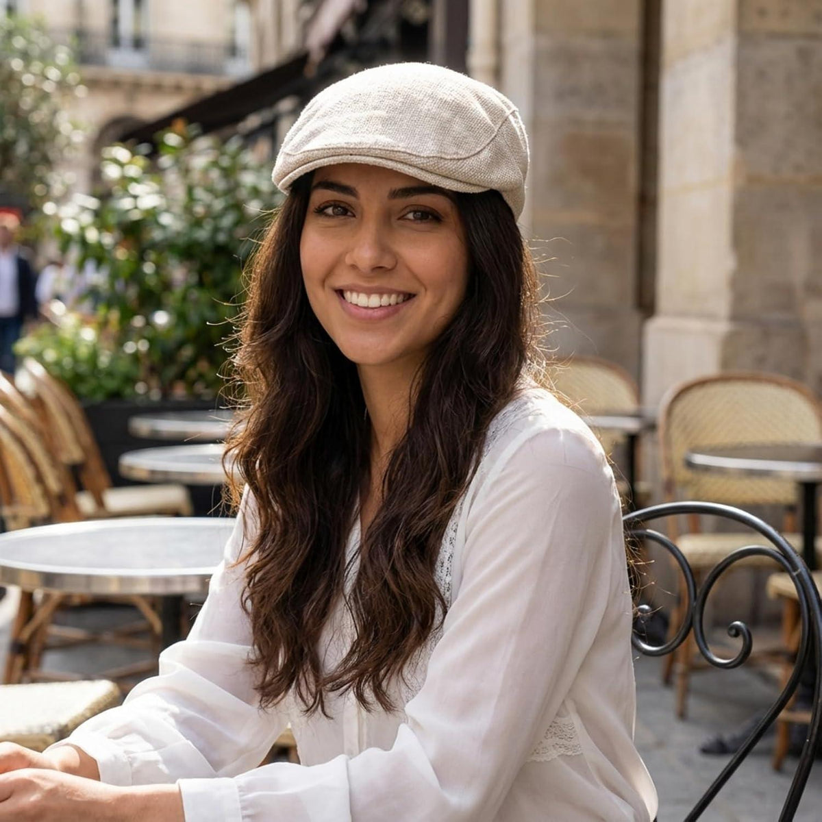 Leinen Schiebermütze Herren mit Futter – Sommer Flatcap Beige