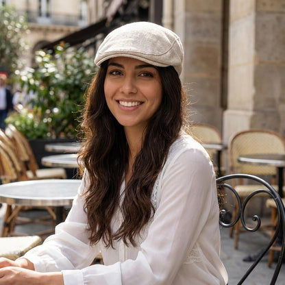 Leinen Schiebermütze Herren mit Futter – Sommer Flatcap Beige