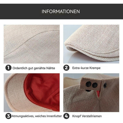 Leinen Schiebermütze Herren mit Futter – Sommer Flatcap Beige