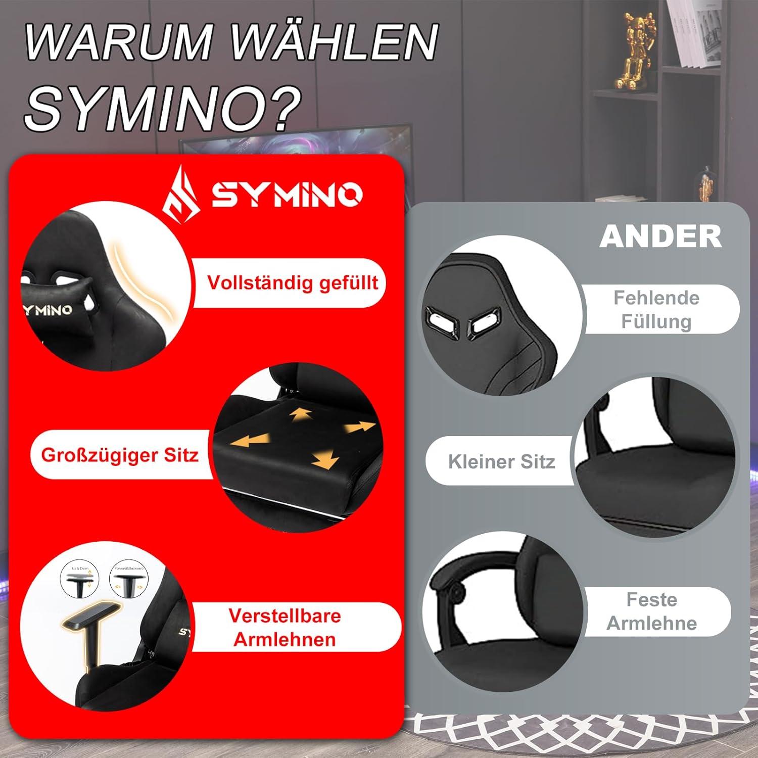 Gaming Stuhl Schwarz Kunstfell Ergonomisch Verstellbar Massagefunktion