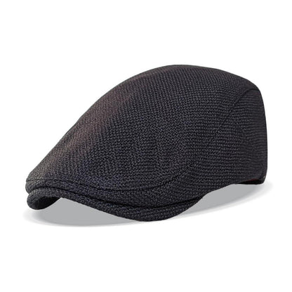 Leinen Schiebermütze Herren mit Futter – Sommer Flatcap Schwarz