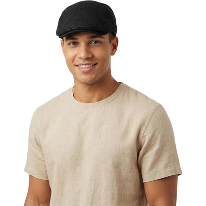 Leinen Schiebermütze Herren mit Futter – Sommer Flatcap Schwarz
