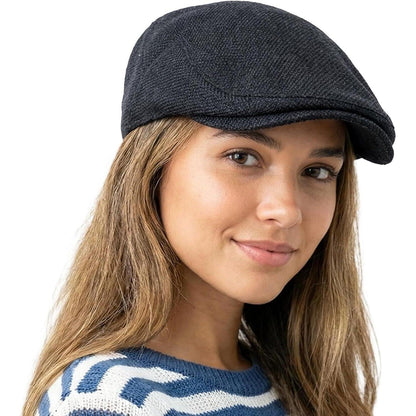 Leinen Schiebermütze Herren mit Futter – Sommer Flatcap Schwarz