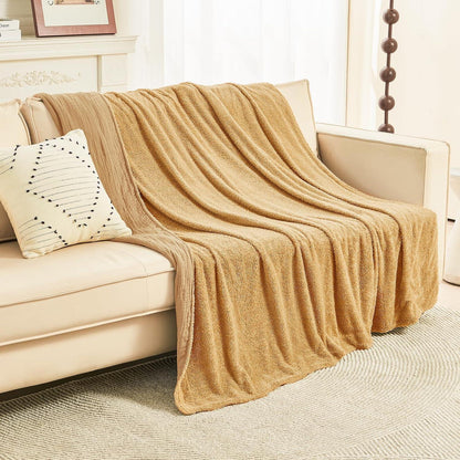 Musselin Fleece Decke 150x200 cm Beige Kuscheldecke