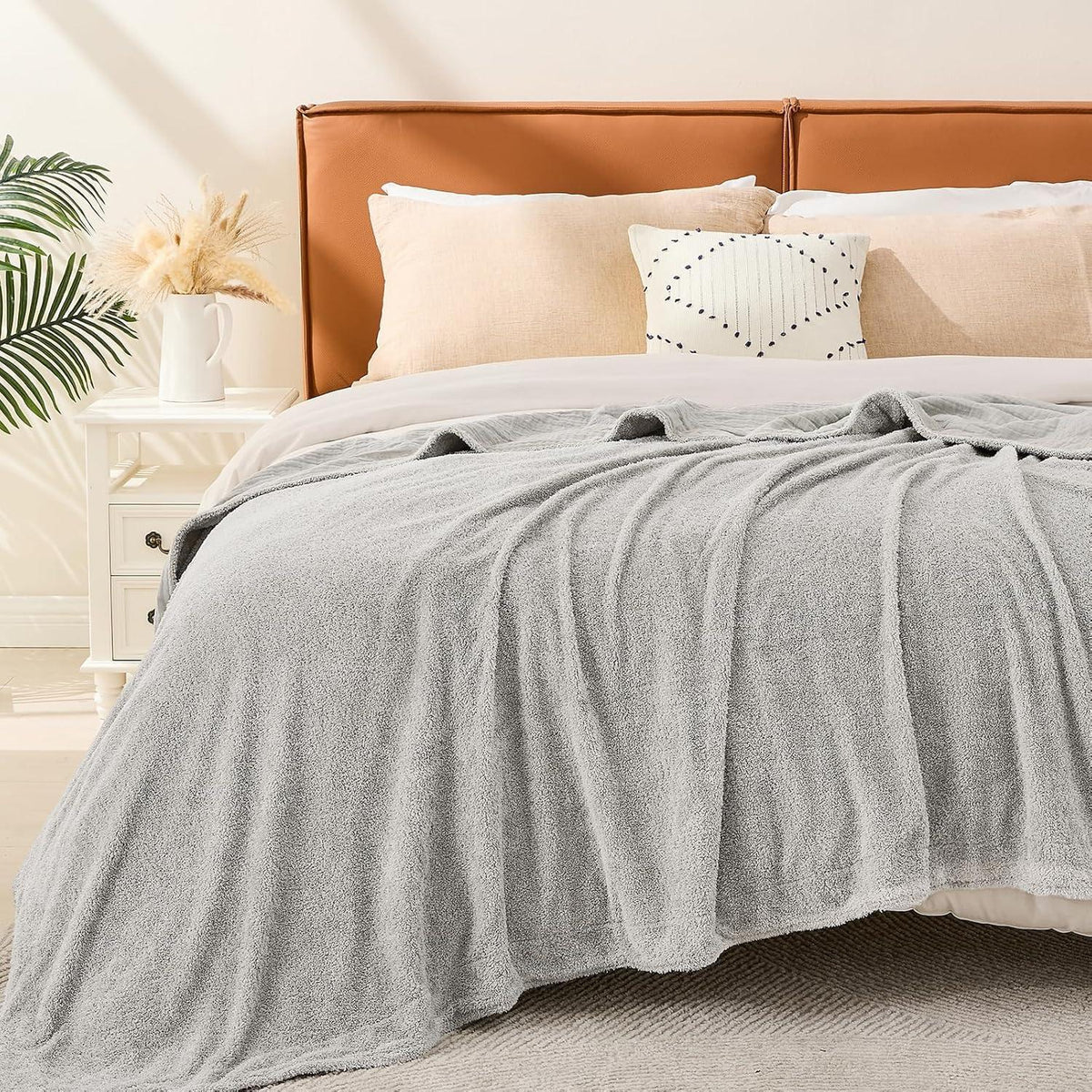 Musselin Baumwolle Fleece Decke 150x200 cm Grau