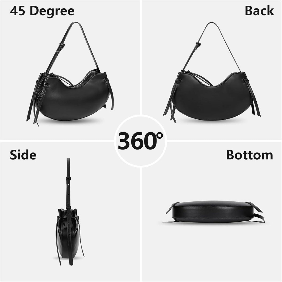 Große Schwarze Kunstleder Shopper Tasche mit Verstellbarem