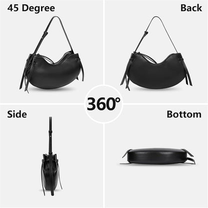 Große Schwarze Kunstleder Shopper Tasche mit Verstellbarem