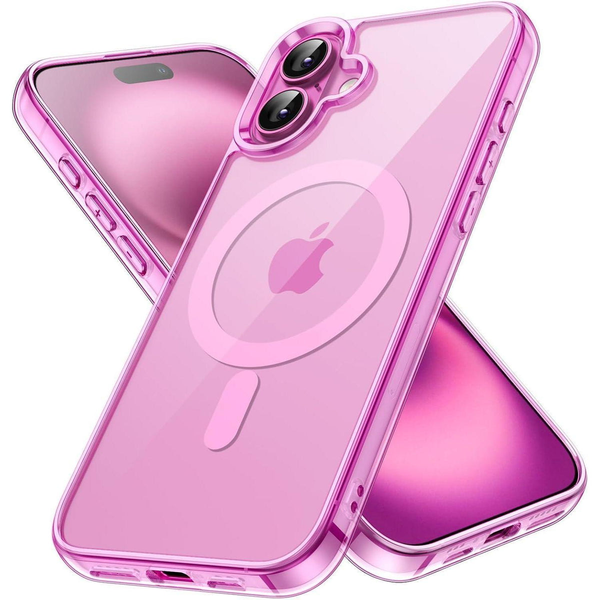 iPhone 16 Hülle MagSafe Rosa Transparent Stoßfest