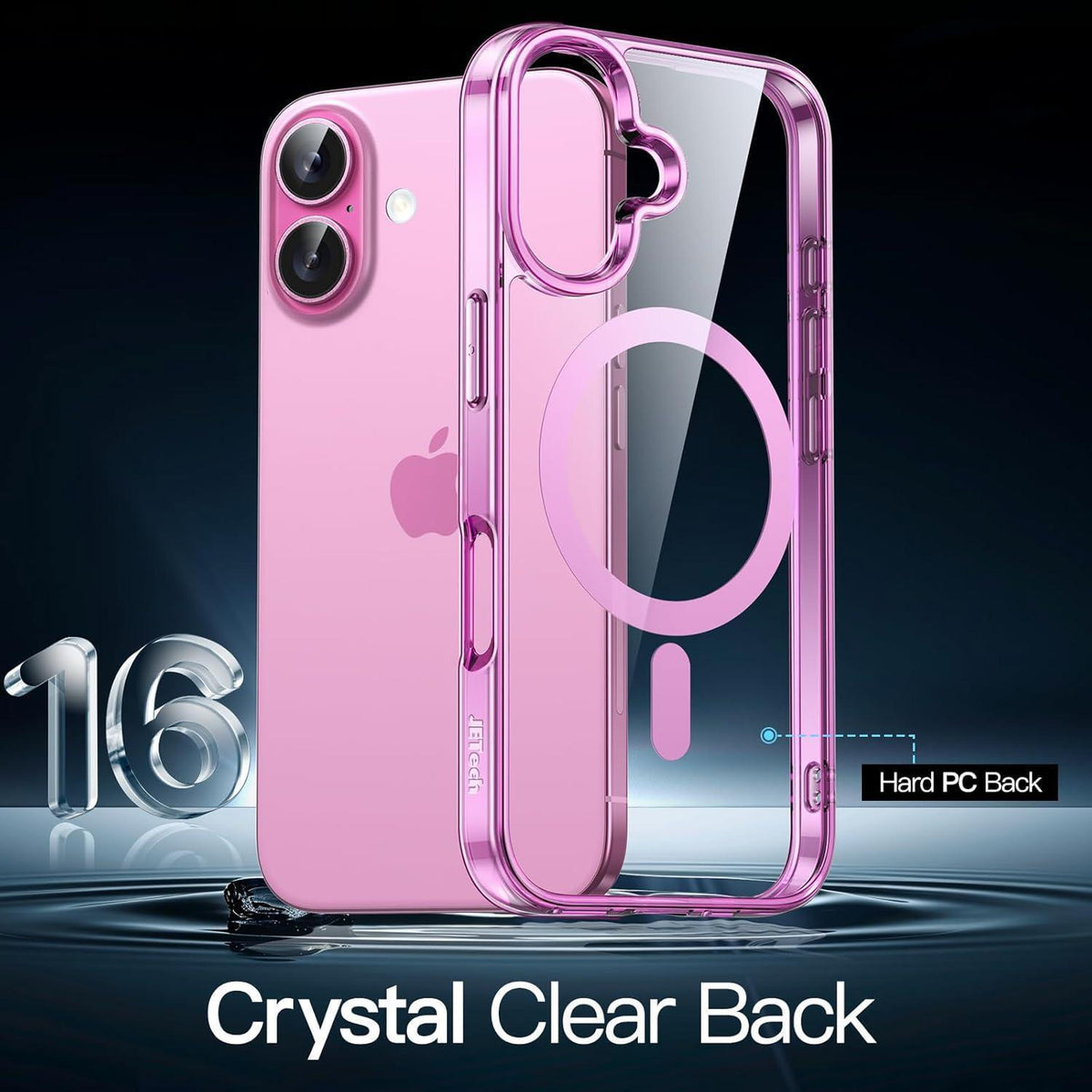 iPhone 16 Hülle MagSafe Rosa Transparent Stoßfest