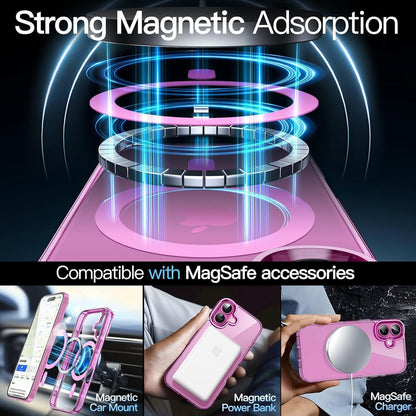 iPhone 16 Hülle MagSafe Rosa Transparent Stoßfest
