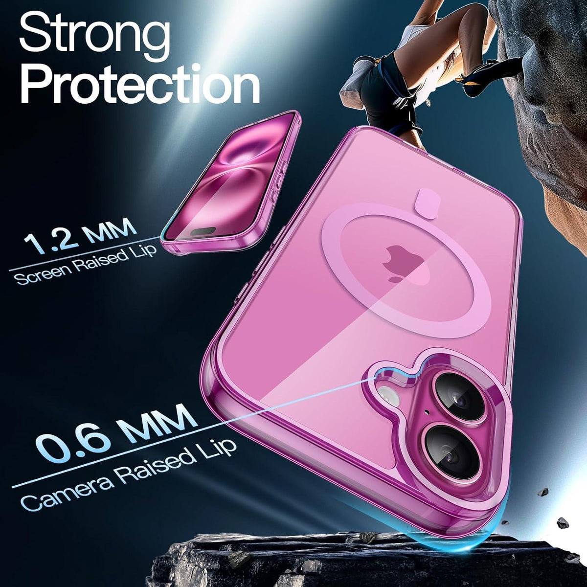 iPhone 16 Hülle MagSafe Rosa Transparent Stoßfest
