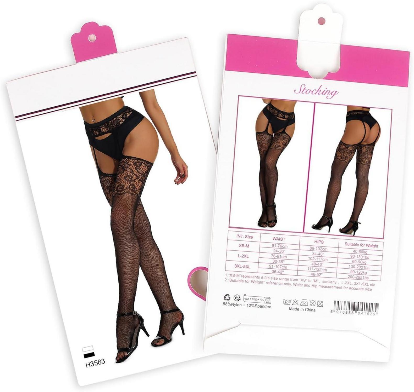 Sexy Damen Netzstrumpfhose Schwarz XXL Ouvert Strapsstrümpfe Große Größen