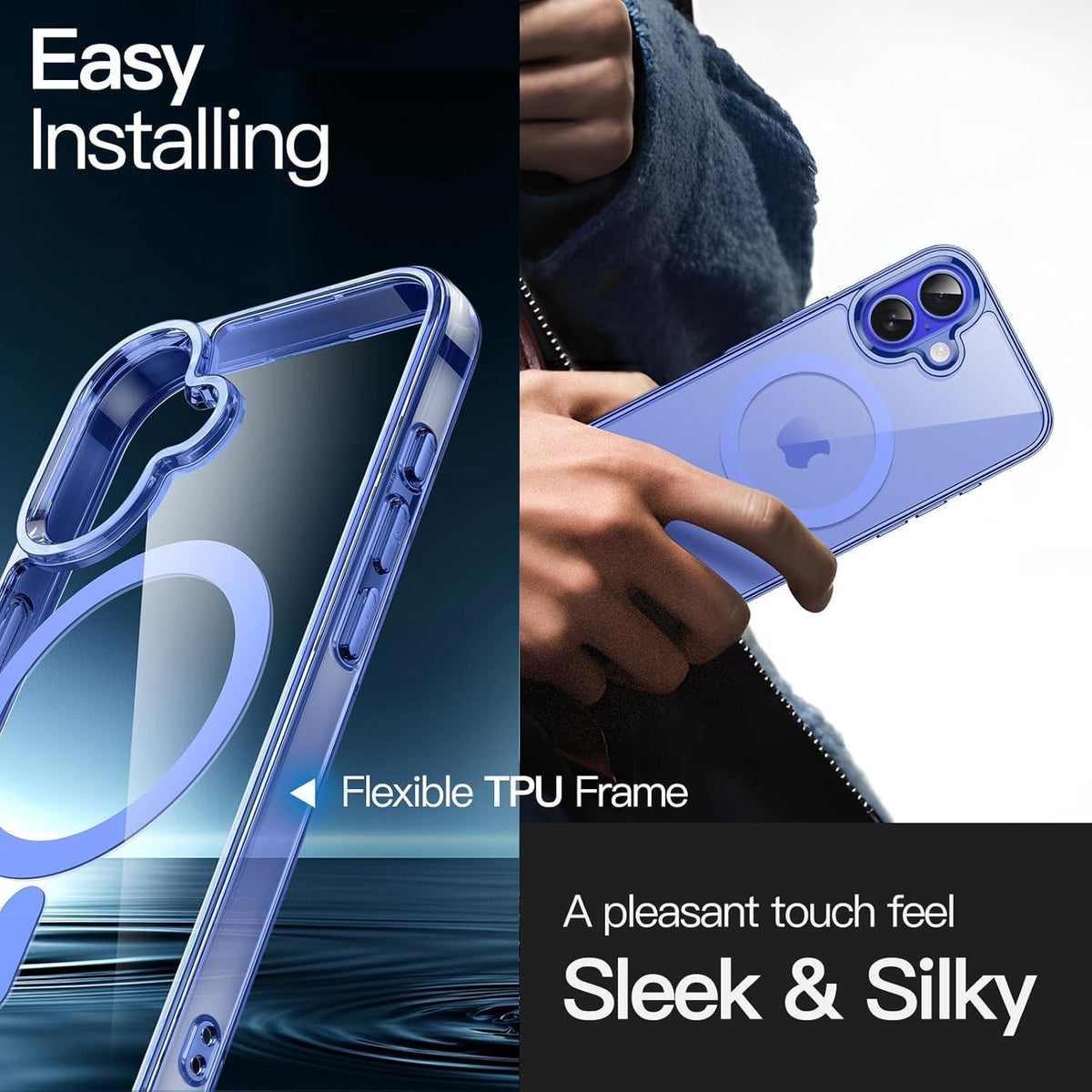iPhone 16 Hülle MagSafe transparent stoßfest Ultramarin