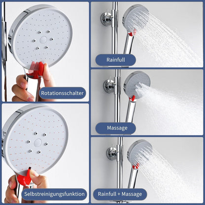 Thermostat Duschsystem Komplettset mit Regendusche & Handbrause